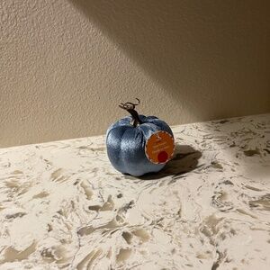 Velvet blue and brown pumpkin decoration